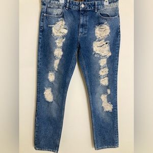 Mens distress denim